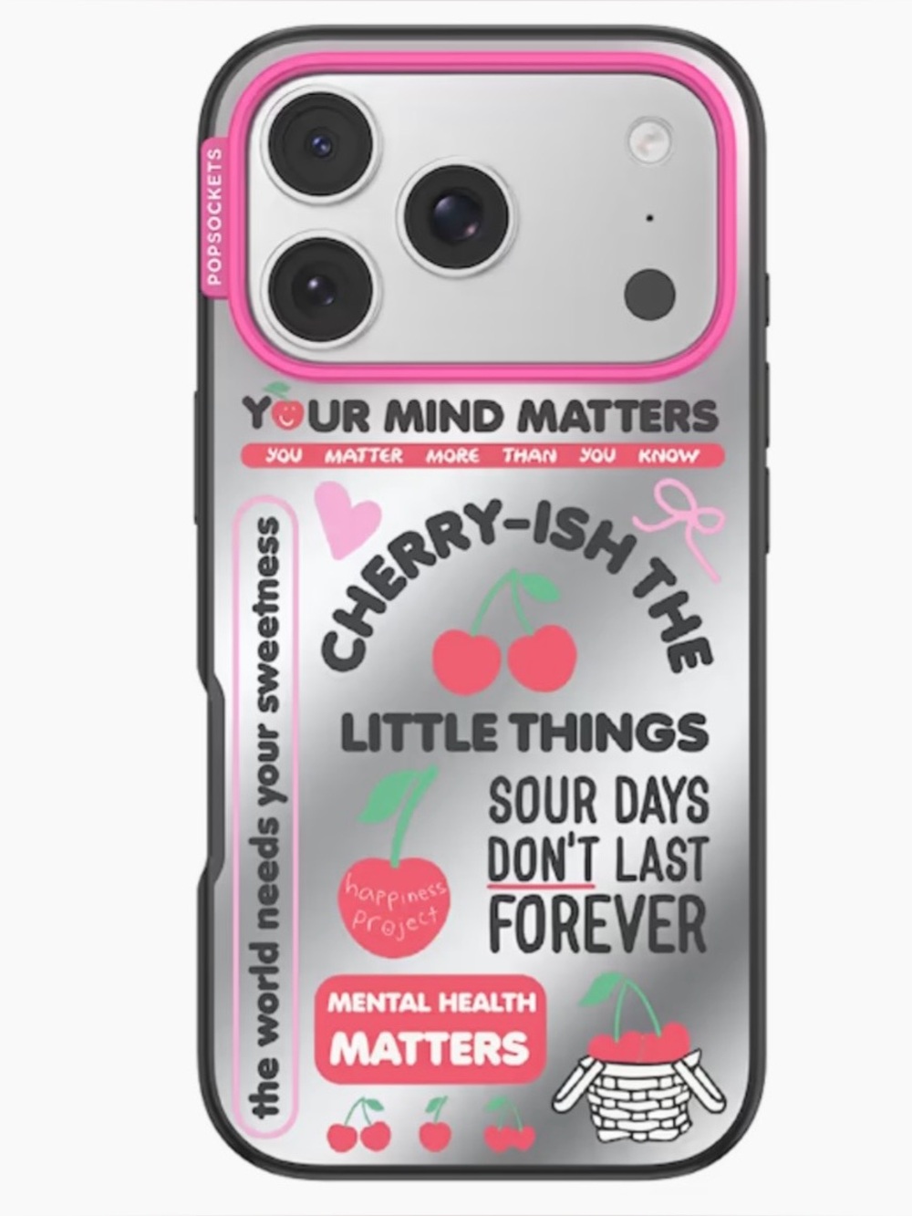 PopSocket Pink Cherry Mental Health Phone iPhone 17 Pro Max Case